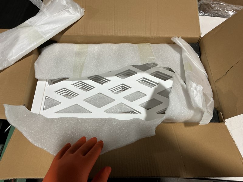 Condition photo showing Good Condition for cut-out design 23" dog gate retractable stair gate foldable puppy gate indoor - freestanding lightweight pet barrier for doorways, stairs, hallways (extends to 41", white) h:23" / w:4"-41"