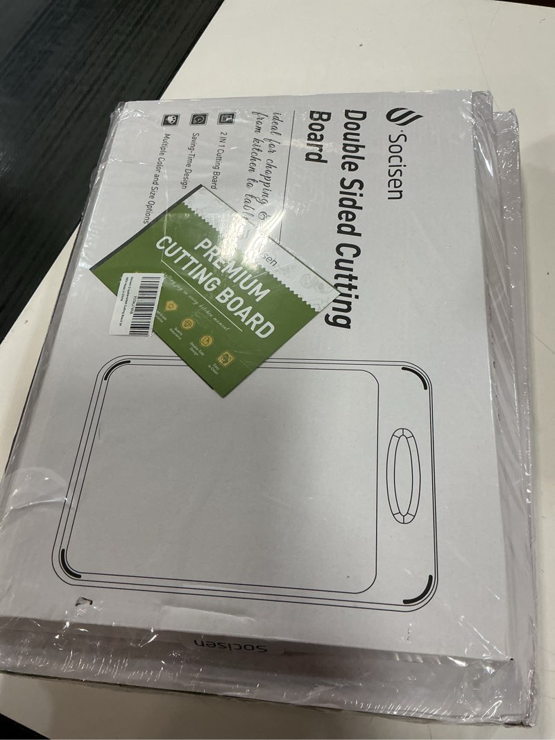 Condition photo showing New/Like New for 2 Packs Stainless Steel Cutting Board Set, Best Non Toxic Cutting Boards for Kitchen, Double Sided Metal Chopping Board for Meat/Fruit/Vegetables, Food Grade Kitchen Set Gift, [16”×11”+18”×12” Inch] Medium+Large(Pack of 2) Dark Gray