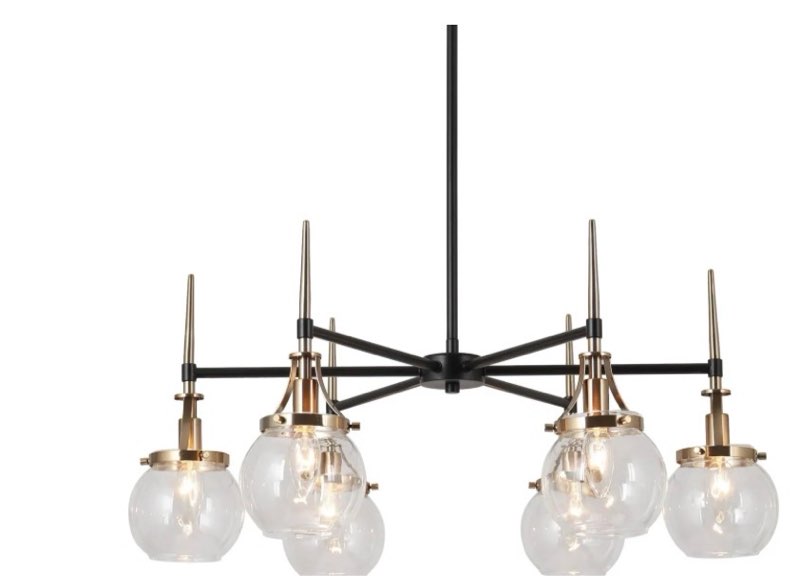 nivella 6-light black and brass chandelier