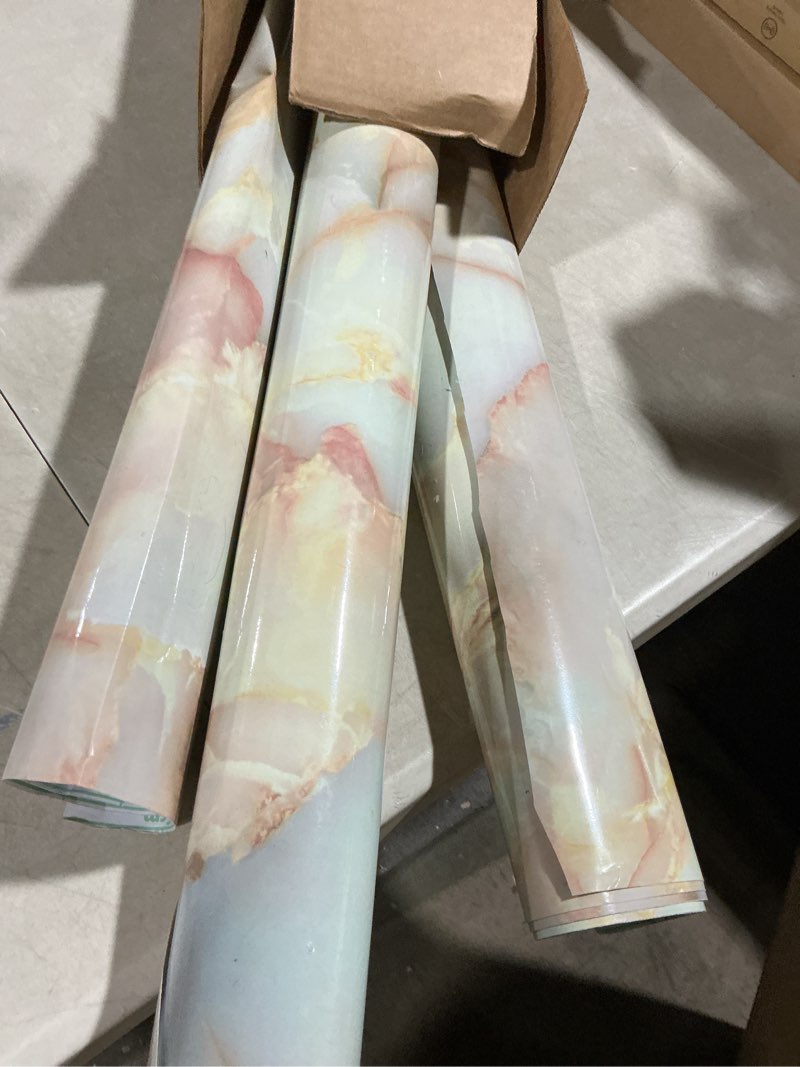 Condition photo showing As Is for VEELIKE Wide Gold Marble Countertop Contact Paper Waterproof Peel and Stick Countertops for Kitchen Yellow Marble Wallpaper Self Adhesive Renter Friendly Counter Top Covers for Bathroom