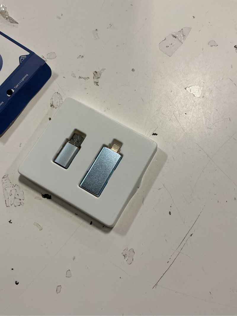 Condition photo showing New/Like New for mfi certified 256gb flash drive for iphone, 3 in 1 type-c usb memory stick thumb drive for photos videos storage, high speed external memory storage photo stick for iphone ipad android pc (sky blue) 256 gb sky blue