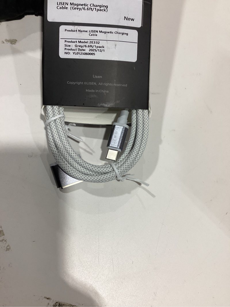 Condition photo showing New/Like New for LISEN MacBook Charger USB-C to Magnetic 3 Cable (6.6FT) for M4/M3/M2 MacBook Pro Air Charger, 140W Magnetic Safe 3 Cable for Pro (16"/14" 2025, 2024, 2023, 2021) Air (15''/13'' 2025, 2024, 2023, 2022) 6.6FT Grey