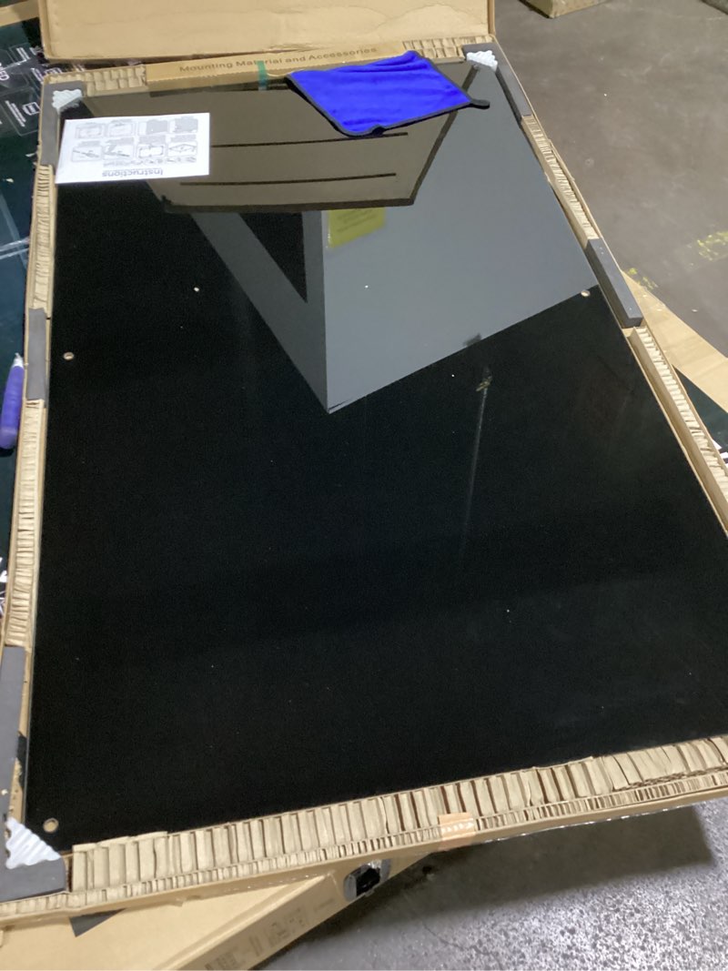 Condition photo showing Good Condition for KIZZBY Glass Dry Erase Board - Magnetic Blackboard, 60"X36" Frameless Black Board Clear Glass Boards with Super Strong Magnets, Wall Mounted for Office, Classroom and Home 60"×36" Black