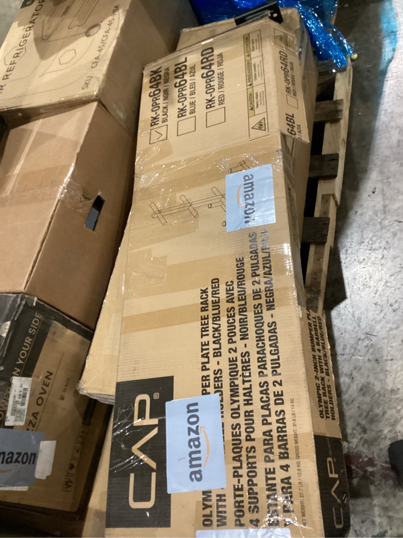 CAP Barbell Olympic Bumper Plate Tree Rack with 6 Weight Plate Posts and 4 Barbell Storage Holders –