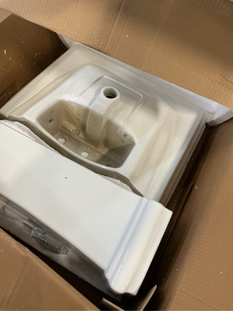 Condition photo showing Good Condition for Bathroom Pedestal Sinks,Rectangular Pedestal Sink 26" W X 20" D Modern White Ceramic Bathroom Sink With Overflow and 3 Pre-Drilled Holes - Fits 8-Inch Faucets 26" X 20" 3 Holes 8"(Square)