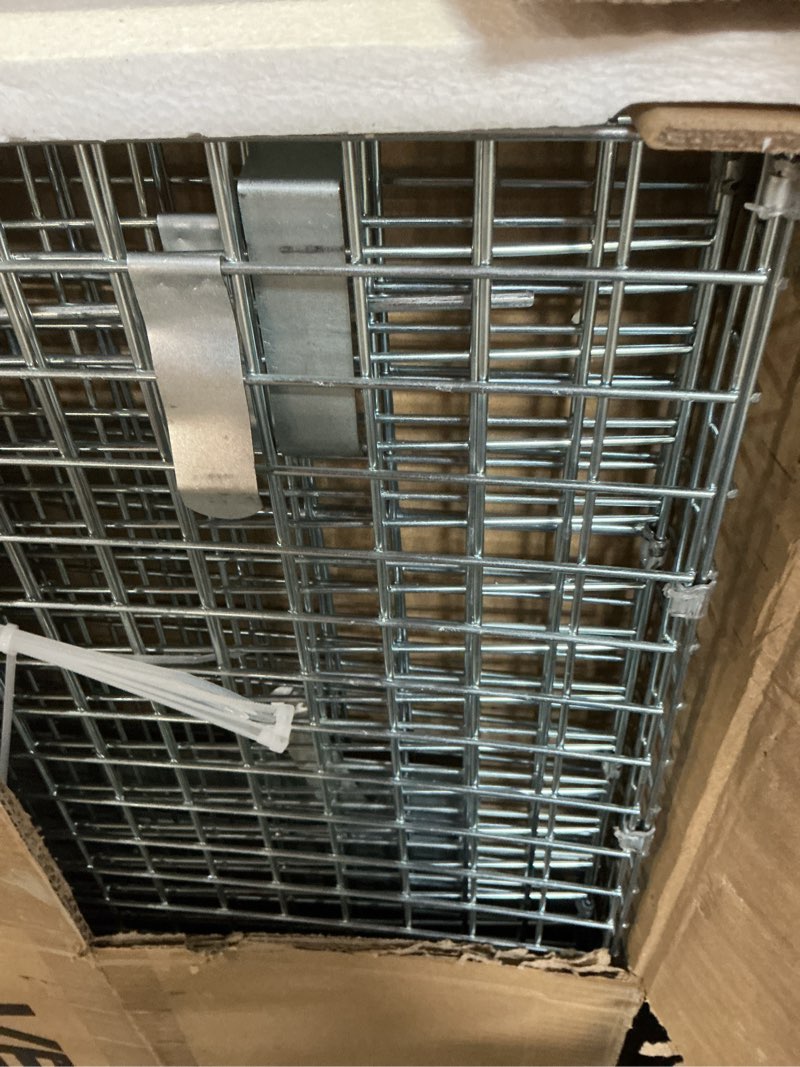Condition photo showing Good Condition for vevor live animal cage trap, 42" x 16" x 18" humane cat trap galvanized iron, folding animal trap cage with handle for stray dogs, armadillos, raccoons, foxes
