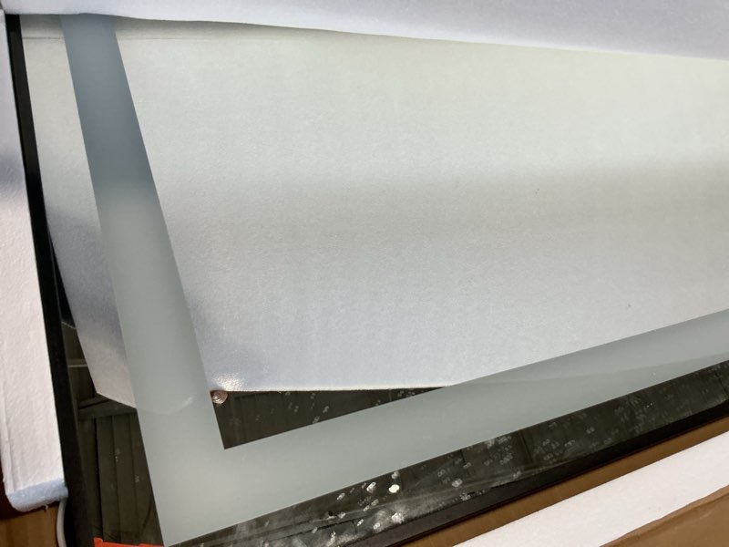 Condition photo showing As Is for Amorho LED Mirror for Bathroom 40"X38" with Front Light and Backlit, Stepless Dimmable, Anti-Fog, Shatter-Proof, Memory, 3 Colors, Wall Mount (Horizontal/Vertical) 40"L x 38"W Front and Backlit