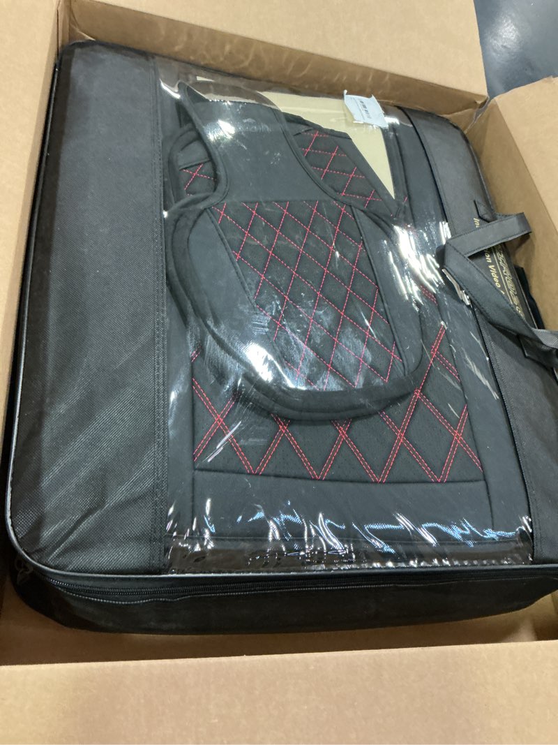 Condition photo showing Good Condition for MIROZO Ram Seat Covers Full Set, Faux Leather Truck Seat Covers Compatible with 2009-2024 Ram 1500 2500 3500 Truck Pickup Crew Quad Cab with Split Bench 40/60(Black and Red,Full Set Curved Back) Black And Red FullSet?Curved Back?