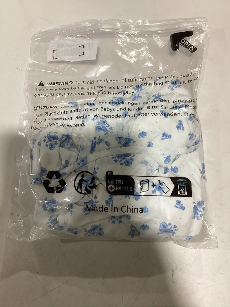 Condition photo showing New/Like New for Scarlet Darkness Floral Corset Dress for Women 2026 Summer Sundress Lace Up Mini Milkmaid Dresses with Pockets White Blue Floral Medium