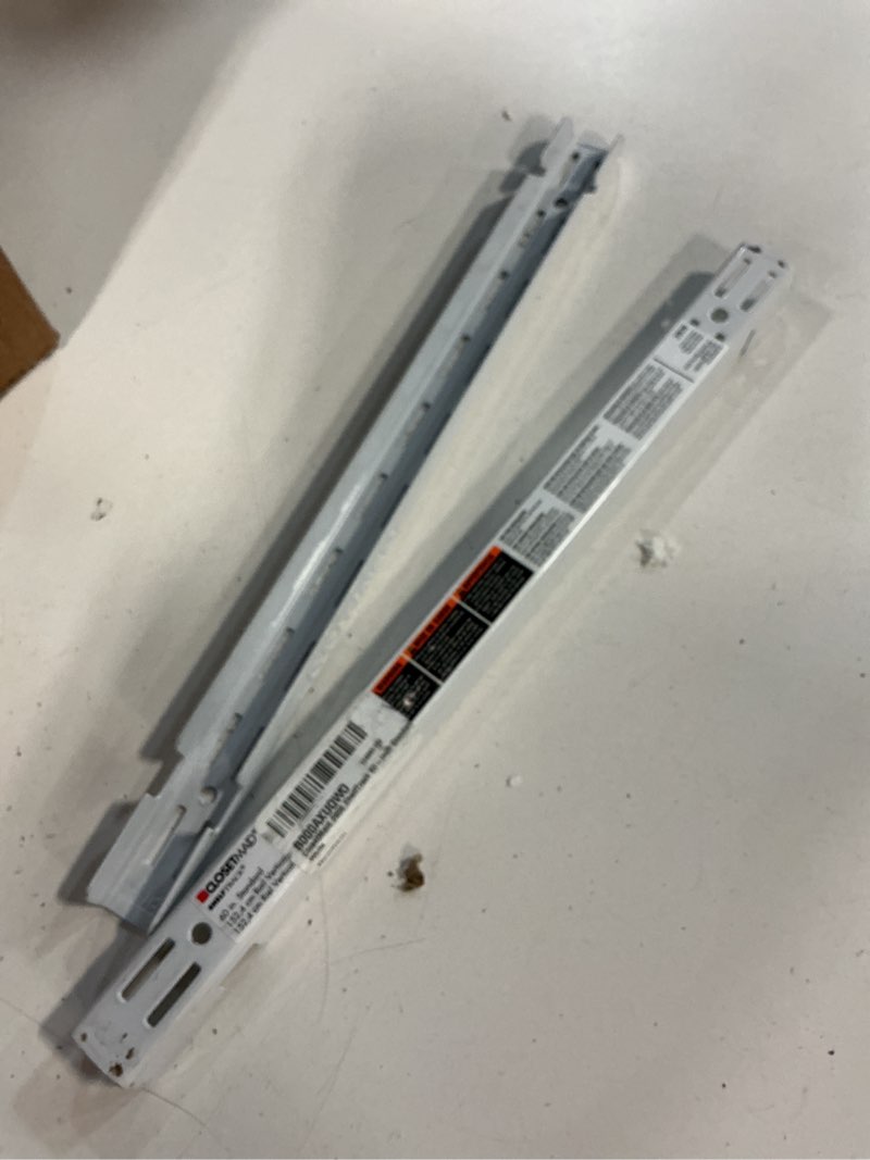 Condition photo showing As Is for closetmaid 23583 maxload 40-inch hang track, silver metallic 40-inch 40-inch hang track