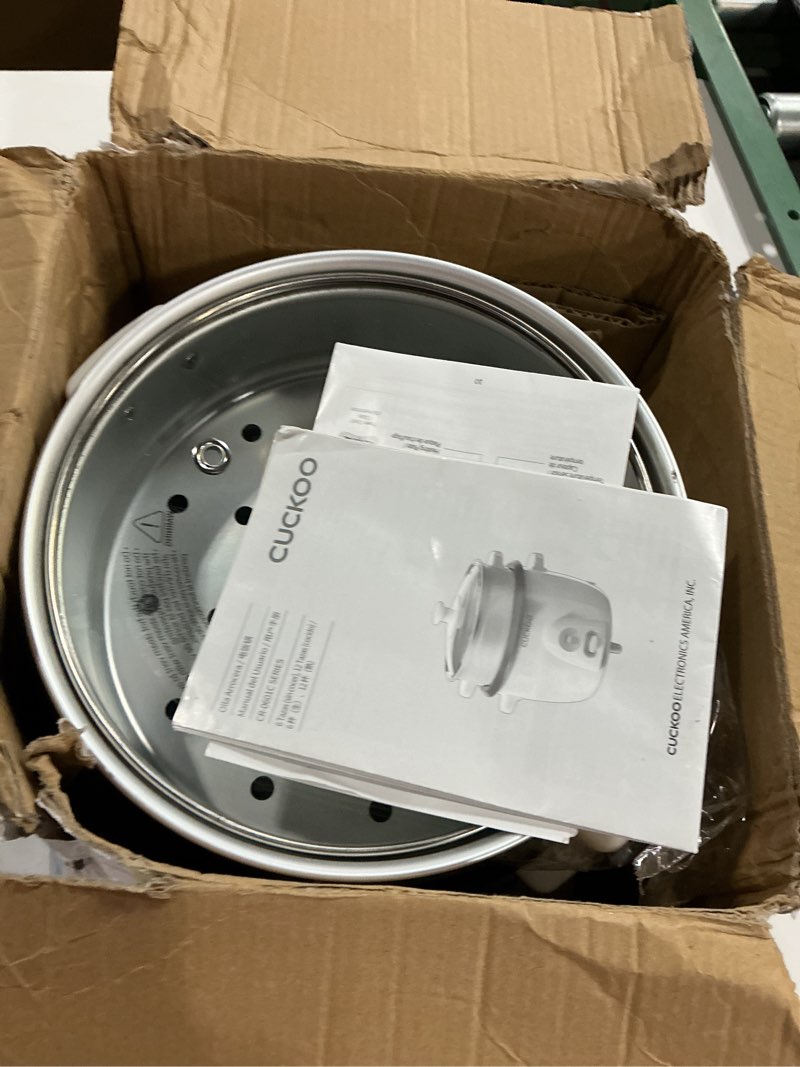 Condition photo showing Good Condition for CUCKOO One Touch Rice Cooker 12-Cup Cooked, Small Rice Cooker & Warmer with Steamer Tray, Versatile Grain Cooker, Soup Maker, Auto Keep Warm, 6-Cup Uncooked, White (CR-0601C)