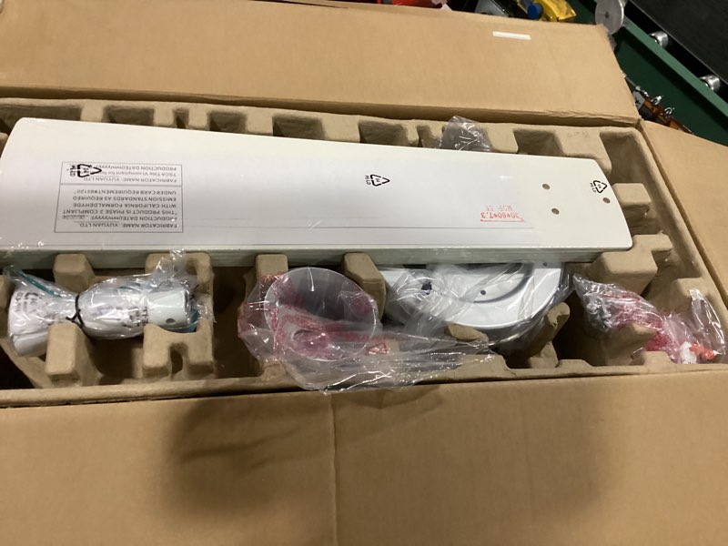 Condition photo showing As Is for harbor breeze ollington 52-in matte white with white/white oak blades led indoor ceiling fan with light (5-blade)