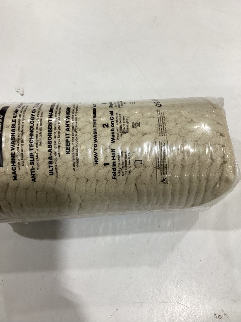 Condition photo showing As Is for Muddy Mat® | Chenille Bathroom Rugs Quick Dry Microfiber Mats Non Slip Washable, Extra Thick, Soft and Highly Absorbent Bath Mats for Bathroom, Kitchen, and Shower Floor - Beige 18"x28" 18" x 28" Beige