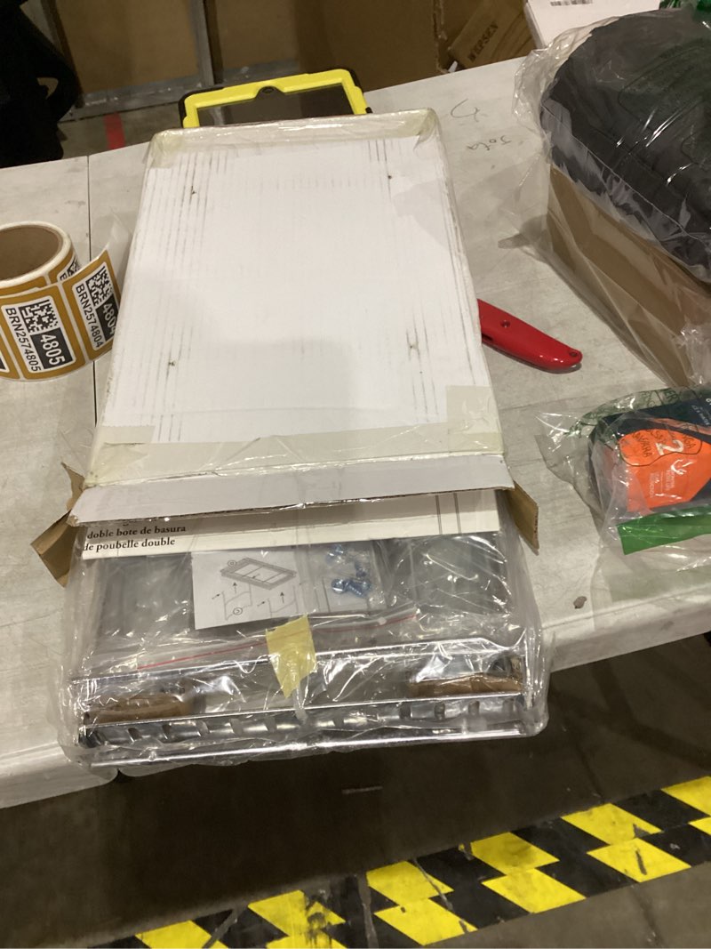 Condition photo showing New/Like New for Pull-Out Trash Can for Cabinet – 9 Gal (36 Qt) – Heavy-Duty Chrome Slide, Smooth Soft-Close Operation, Built-in Trash Bag Storage – Fits ?11? Cabinet Opening – Bin Not Included