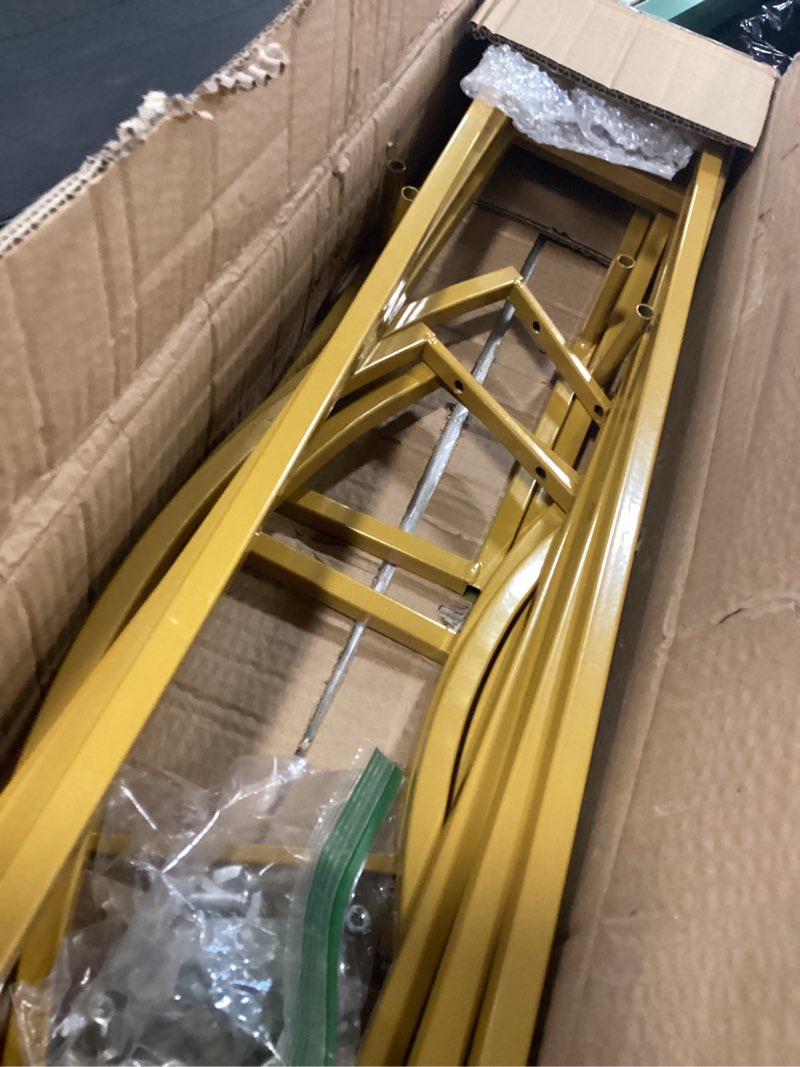 Condition photo showing Good Condition for Double Arch Backdrop Stand Metal Open Arch Backdrop Frame U Shaped Wedding Arches for Ceremony Baby Shower Garden Birthday Party Decoration (Gold, 6FT×2.6FT) Gold 6FT×2.6FT(H×W)