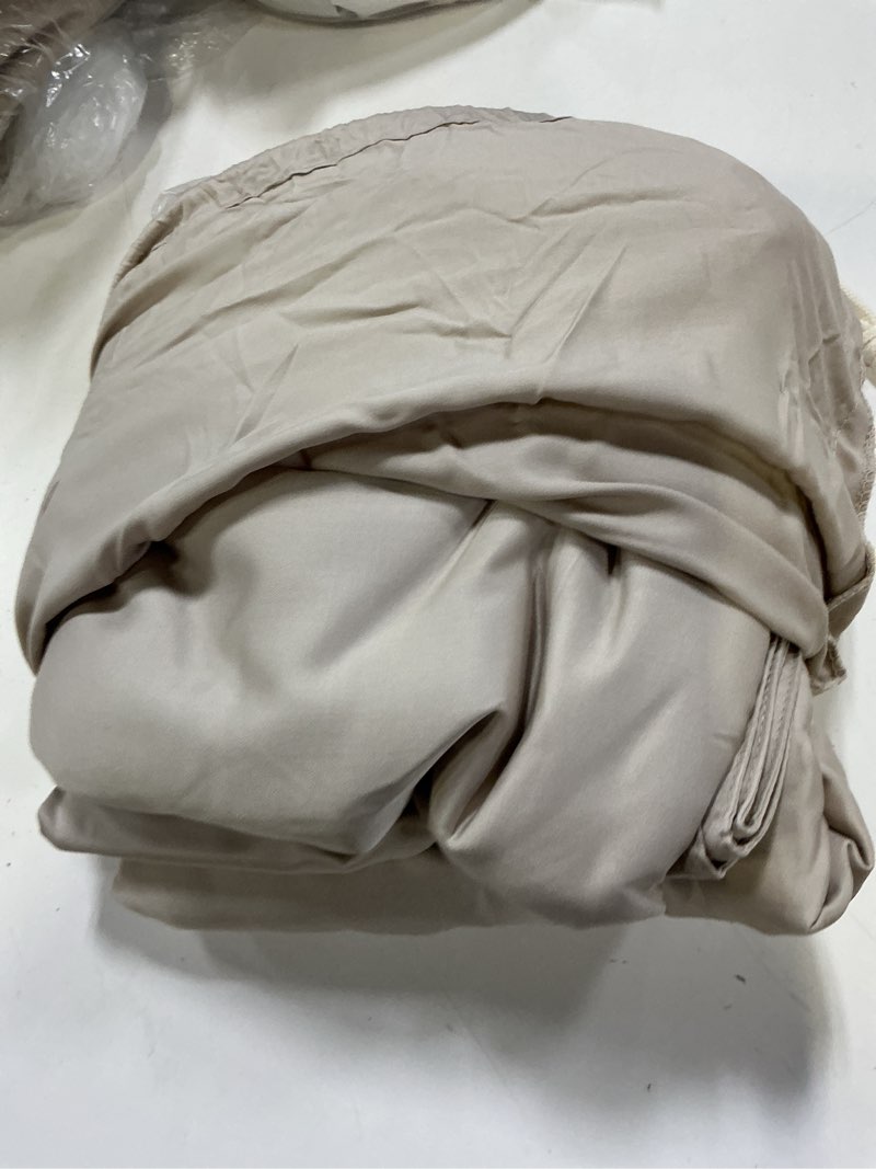 Condition photo showing As Is for quince bamboo duvet cover set, king/cal king, sand