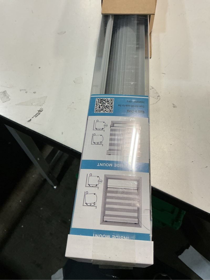 Condition photo showing Good Condition for MYshade Roller Shades Zebra Blinds for Windows Cordless Day and Night Light Filtering Shades Dual Layer Roller Blinds 30" x 64" Grey Grey 30"W x 64"H