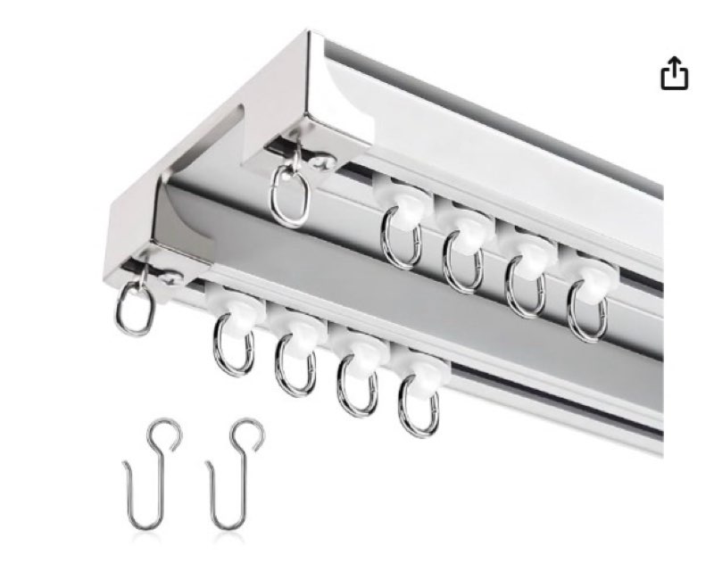 Similar )))Silent Double Curtain Track Ceiling Mounted, Heavy-Duty Aluminum Room Divider Rails Bedroom/Living/W