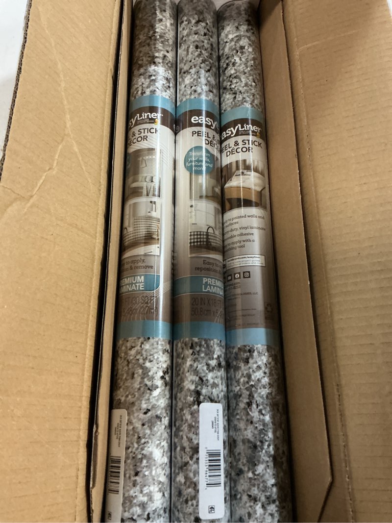 Condition photo showing New/Like New for (( 3 Rolls))EasyLiner Premium Removable Adhesive Peel & Stick Wallpaper  Grey Granite  20 in. x 18 ft.