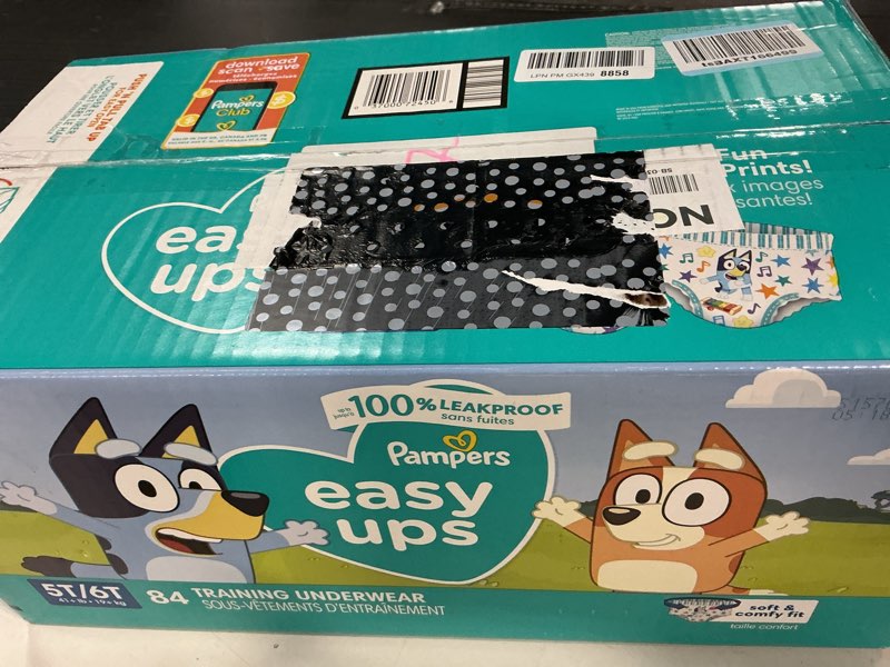 Condition photo showing New/Like New for pampers training pants - easy ups boys & girls bluey - size 5t-6t, 84 count, children's potty underwear (packaging may vary) 5t-6t 84