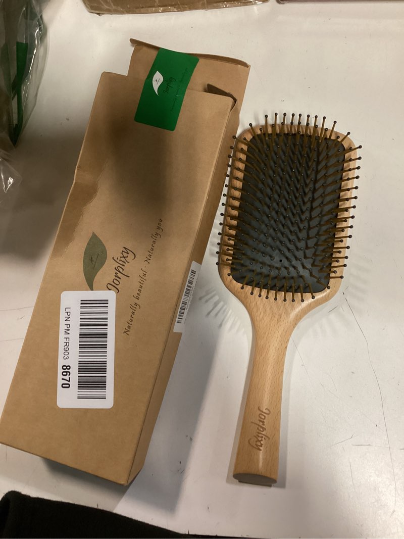 Condition photo showing Good Condition for Hair brush for Men and women,Wet Brush with Wooden Handle, Curly Hair brush, Air Cushion Brush, Wooden Paddle for Thick/Thin/Fine, Wet & Dry Styling, Square Large brush