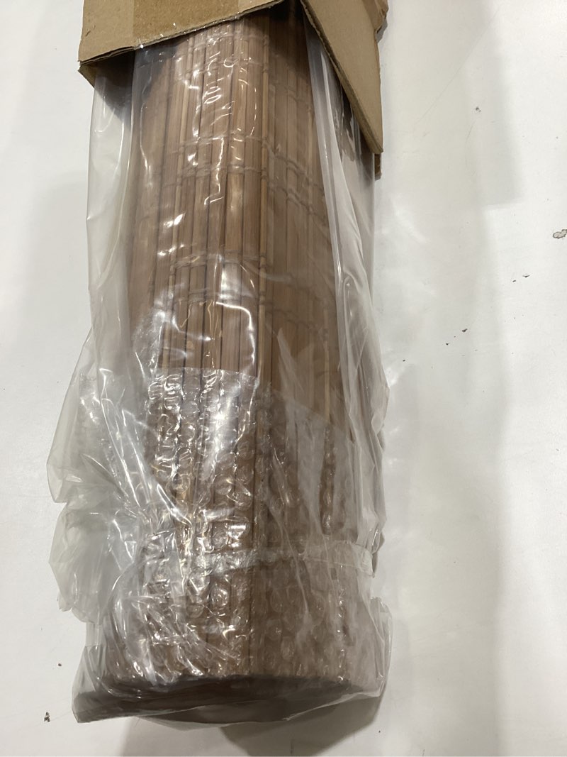 Condition photo showing As Is for lazblinds no tools no drill cordless bamboo roman shades, light filtering window treatment, roll up bamboo blinds for window 20'' w x 64'' h, tuscan b tuscan b 20'' w x 64'' h