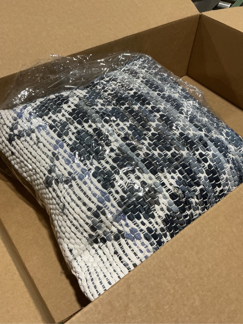 Condition photo showing New/Like New for saro lifestyle nautica collection diamond chindi throw pillow cover, 18" x 18", blue blue 18" x 18" (pack of 1) saro lifestyle diamond chindi throw pillow