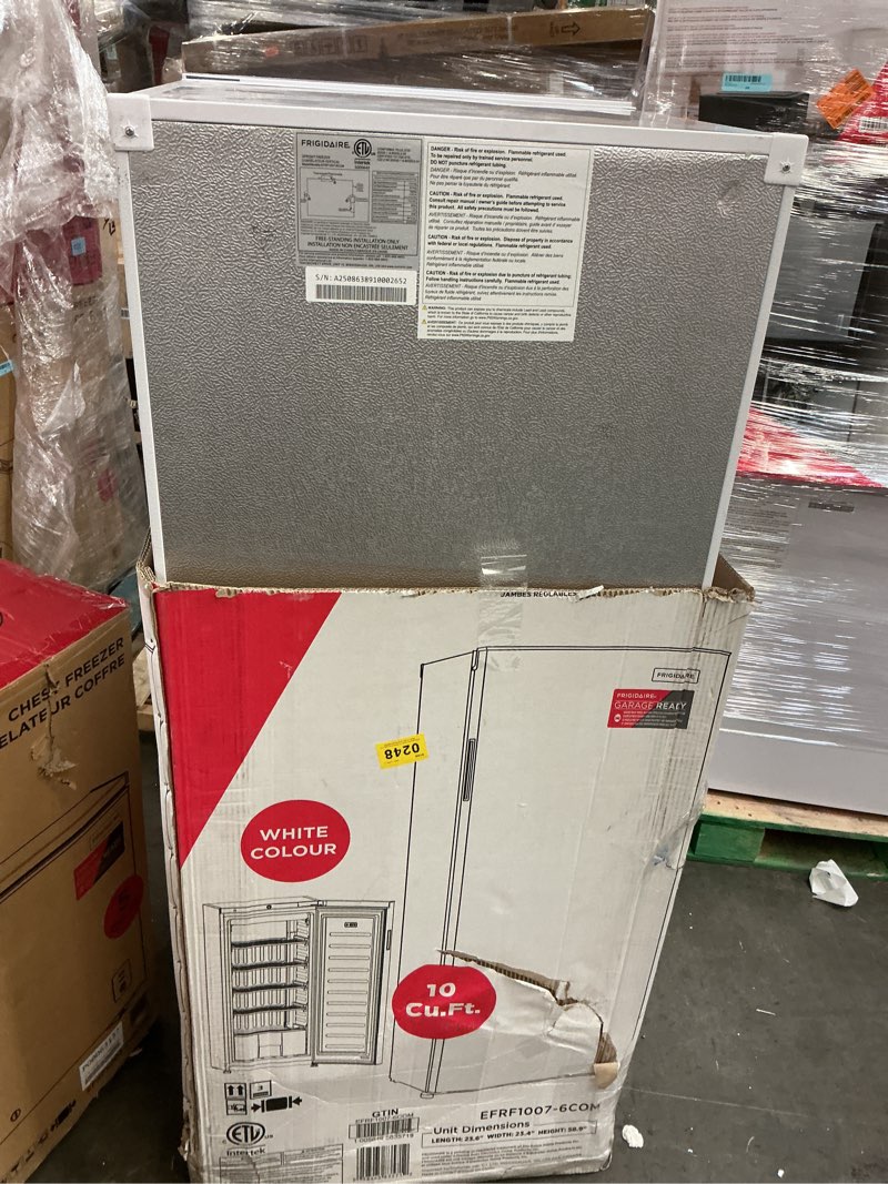 Condition photo showing As Is for Frigidaire EFRF1007-6COM10.0 Cu. Ft. Upright Freezer, White