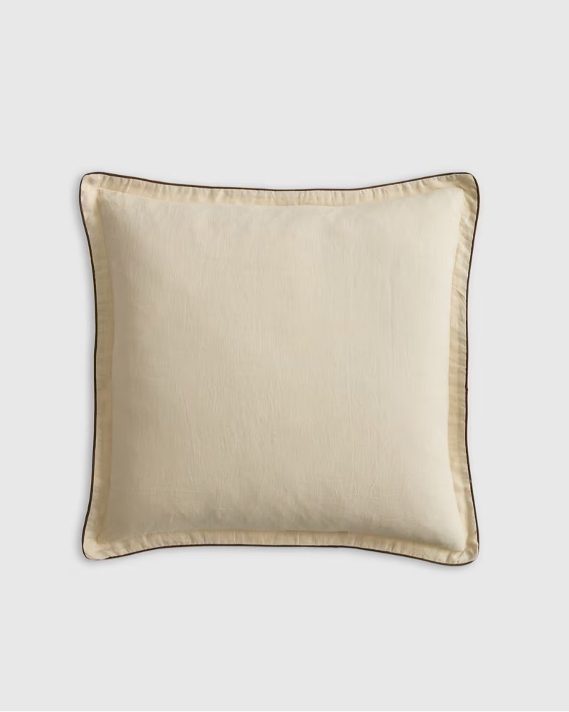 quince european linen piped euro sham pillow case individual/oat