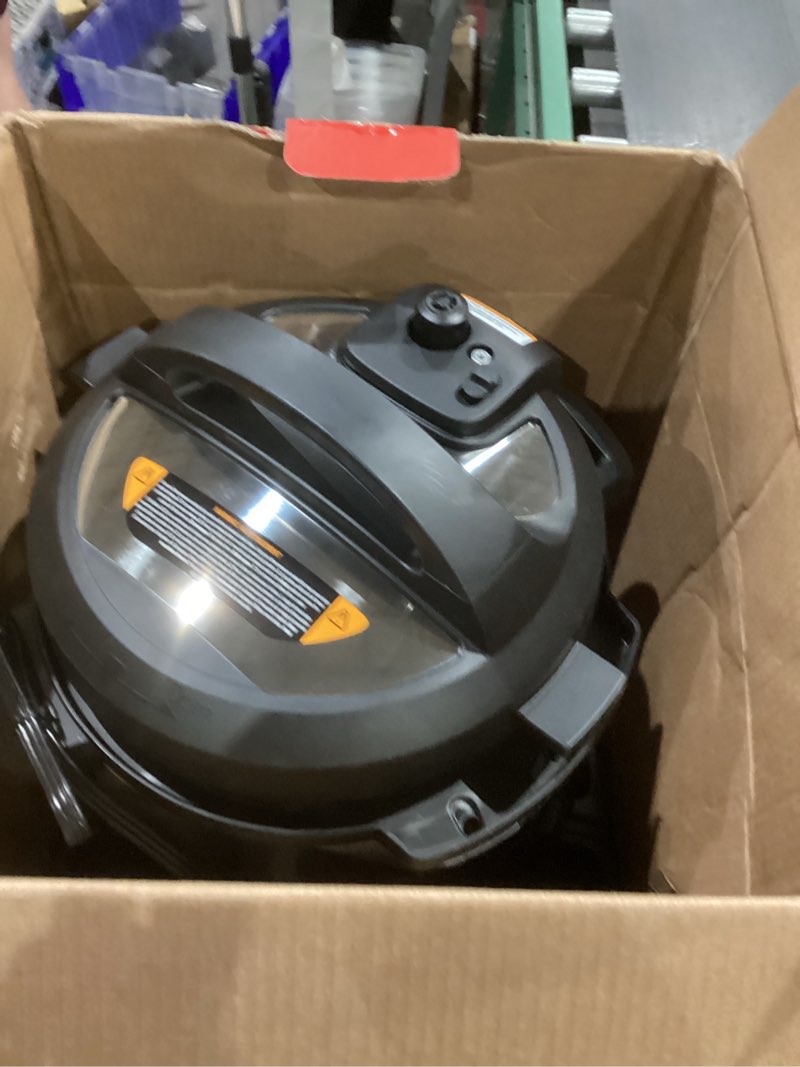 Condition photo showing As Is for instant pot duo 7-in-1 electric pressure cooker, slow cooker, rice, steamer, sauté, yogurt maker, warmer & sterilizer, includes app with over 800 recipes, stainless steel, 6 quart 6 quarts