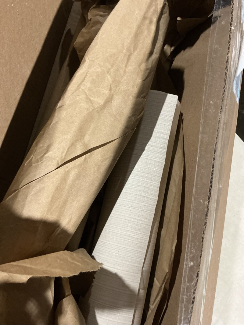 Condition photo showing As Is for 20.8" x 393.7" Beige Grasscloth Wallpaper, Textured Peel and Stick Wallpaper for Decor Bedroom Kitchen Cabinet Cream 20.8" x 393.7"