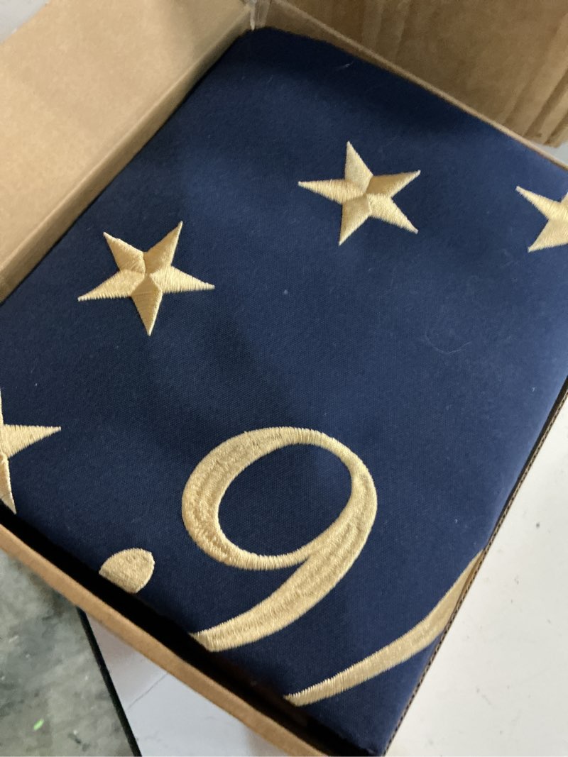 Condition photo showing Good Condition for jred 100% cotton 1776 betsy ross flag for outside, 3x5 tea-stained 13 star colonies 1776 american flags, vintage fade resistant embroidered stars, 250th anniversary of usa vintage cotton 1776 flags 3x5 feet