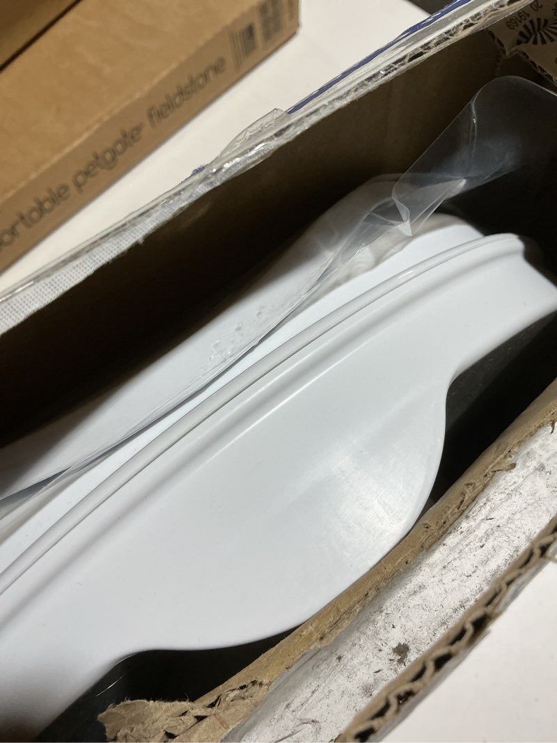 Condition photo showing As Is for Homecraft Savanah Raised Toilet Seat with Lid, 2" Elevated Seat for Seniors, Universal Fit for Most Standard Toilets, Portable & Tool-Free, Seat Riser, Ergonomic Design, White 2" Seat with Lid