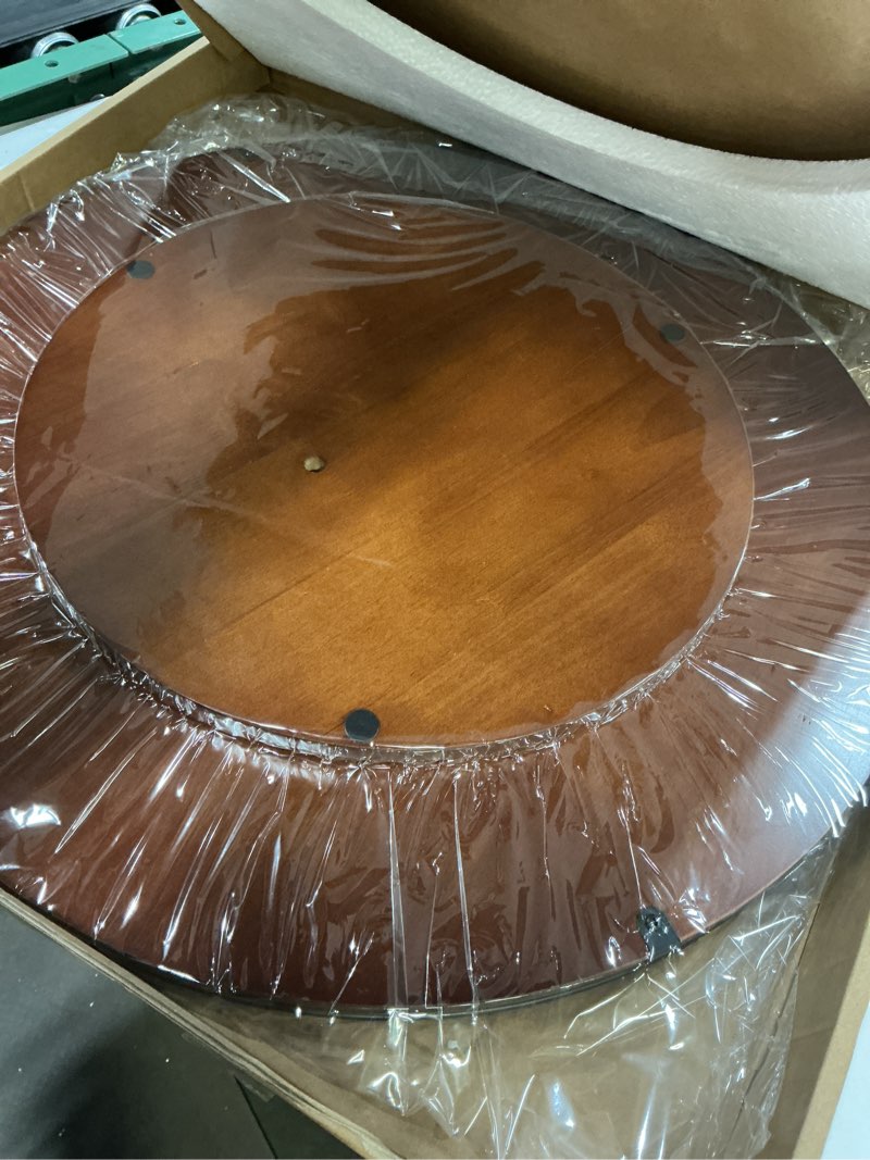 Condition photo showing Good Condition for farmhouse oak 24" lazy susan turntable organizer for cabinet, round wooden lazy susan organization and storage for dining table, pantry, kitchen, countertop, cupboard,home decor, walnut walnut 24 inches