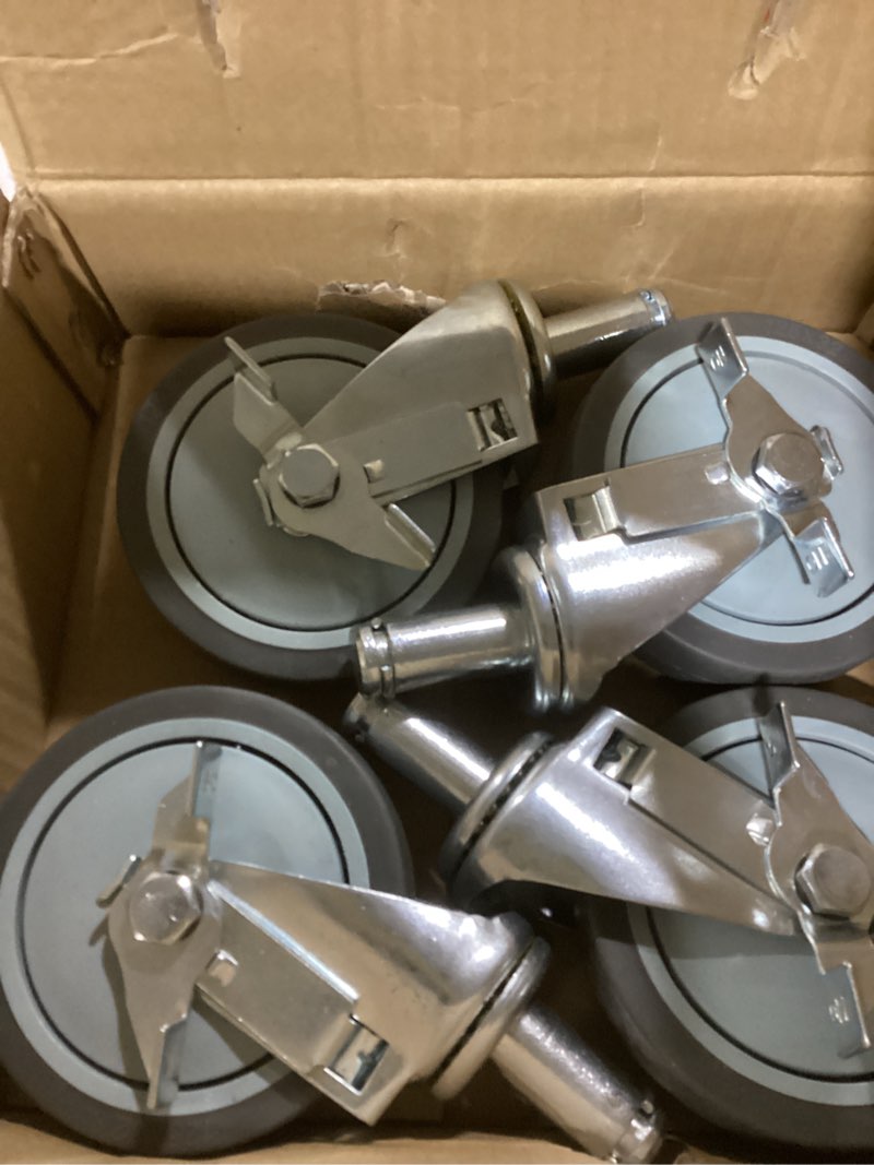 Condition photo showing New/Like New for 5-Inch Caster for Wire Shelving Racks, Heavy Duty Scaffolding Wheel with Brake, Set of 4 Metro Shelving Replacement Wheels(.864" x 2-3/16") 5 Inch(With Brakes)