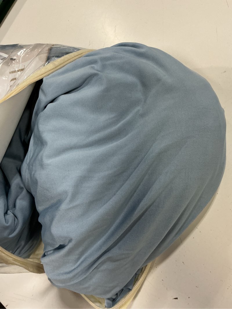 Condition photo showing As Is for 2 pack dusty blue spandex table clothes for 6 foot rectangle tables, wrinkle free fitted table cover 6ft stretch tablecloths desk skirt for parties weddings birthday banquet baby shower dusty blue 6ft(2pack)