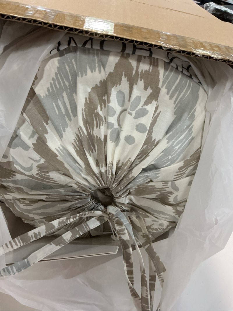 Condition photo showing As Is for levtex home - becker taupe comforter set - king comforter + two king pillow cases - ikat - taupe, grey and cream - comforter (106 x 94in.) and pillow cases (36 x 20in.) - cotton comforter - king/cal king taupe