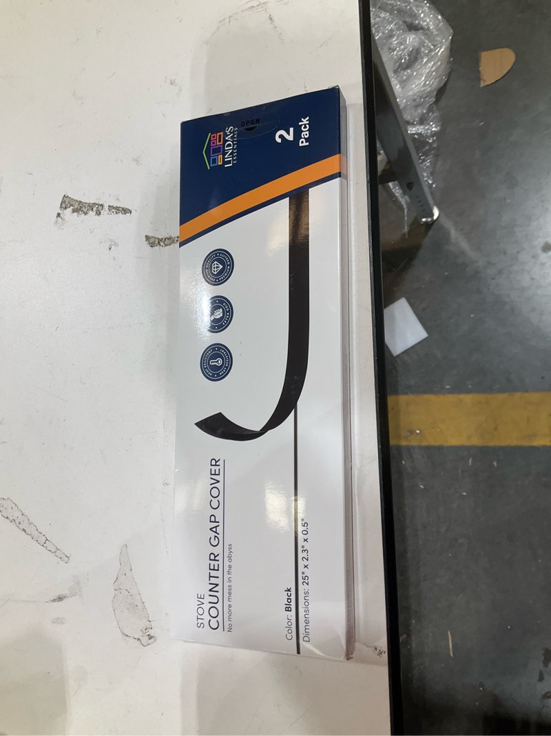 Condition photo showing New/Like New for Linda’s Essentials Silicone Stove Gap Covers (2 Pack), Heat Resistant Oven Gap Filler Seals Gaps Between Stovetop and Counter, Easy to Clean Stove Gap Guard (25 Inches, Black) 25 Inches Black