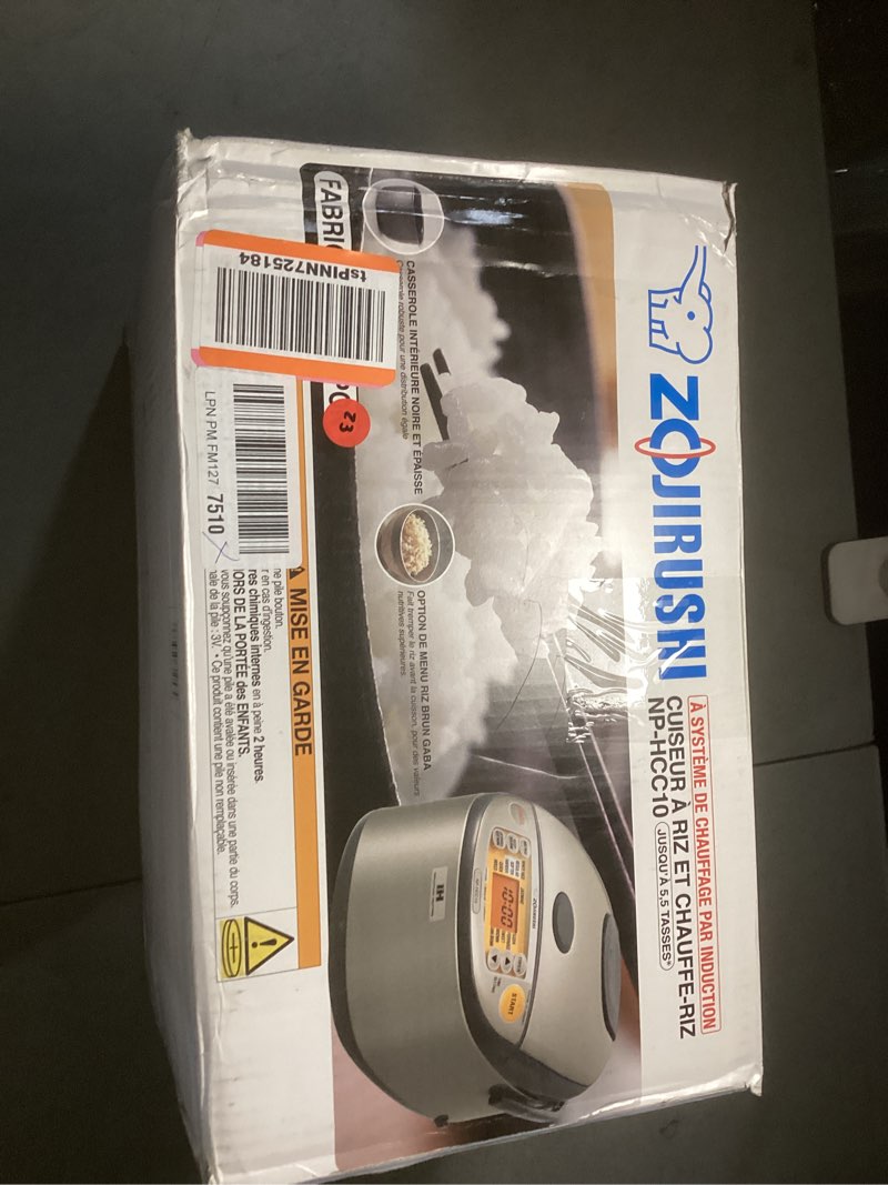 Condition photo showing New/Like New for zojirushi np-hcc10xh induction heating system rice cooker and warmer, 5.5-cup, stainless dark gray stainless dark gray 1.0 l / 5.5 cups uncooked rice rice cooker