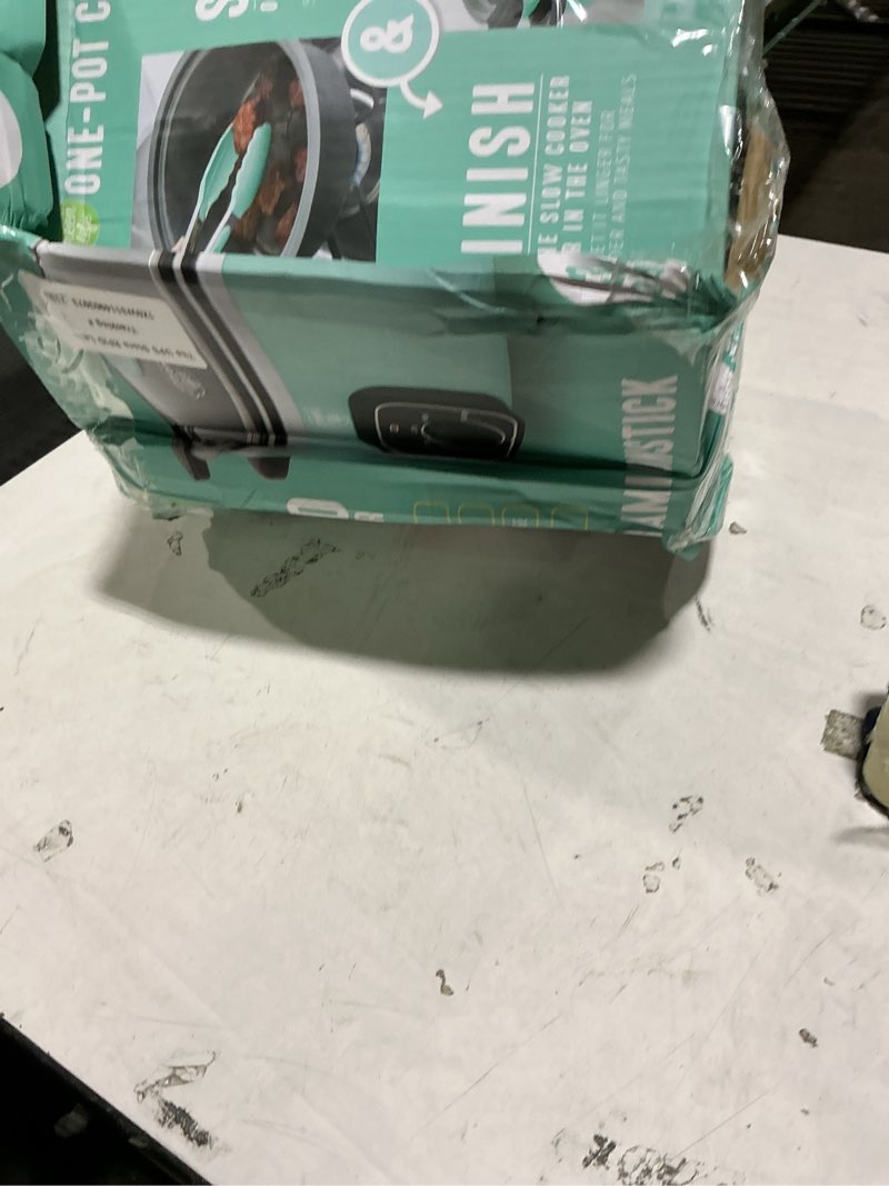 Condition photo showing Good Condition for GreenLife 3.5QT Slow Cooker, PFAS-Free Non-Toxic Ceramic Nonstick Removable Interior Bowl, Programmable, Keep Warm, Stovetop & Oven Safe, Dishwasher Safe Crock, Glass Lid, Turquoise Turquoise 3.5 Quarts