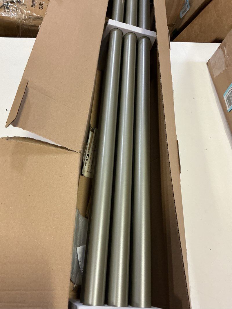 Condition photo showing Good Condition for kamanina 1 inch extra long curtain rod 140 to 195 inches silver heavy duty curtain rods for windows 120 to 170 inch, adjustable drapery rods with netted texture finials antique silver 140-195"