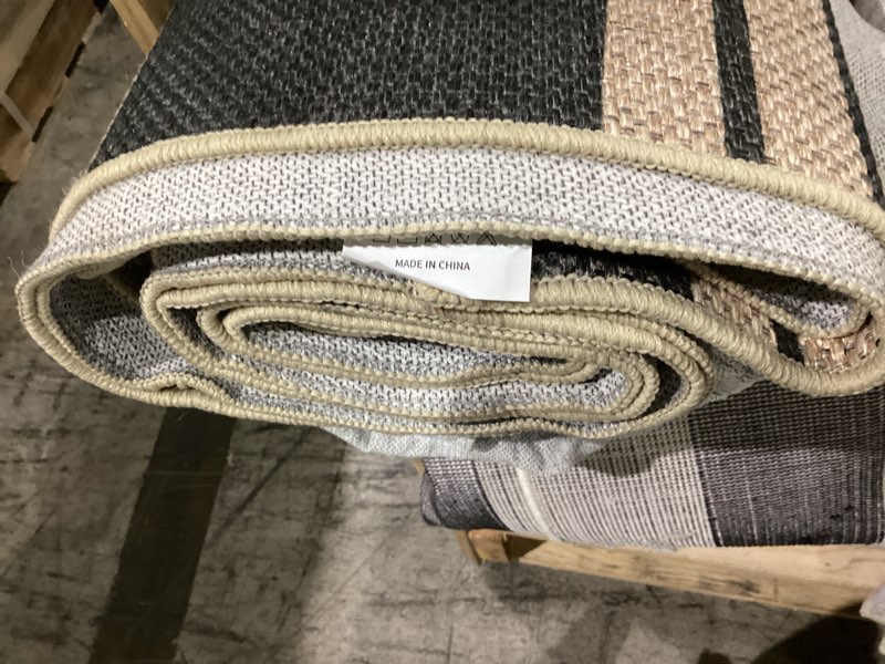 Condition photo showing As Is for garvee large easy jute living room rugs 8x10 rug, non slip foldable striped printed floor mats, mach