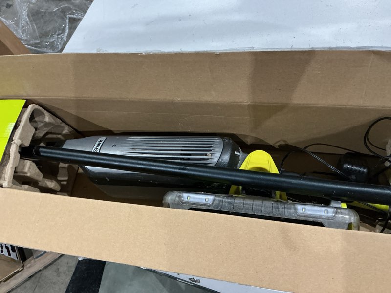 Condition photo showing As Is for shark vacmop cordless hard floor cleaner, vacuum and spray mop, powerful suction, lightweight, led headlights, includes 4 disposable pads, 12oz multi-surface cleaning solution, gray, vm252 gray - 4 pads