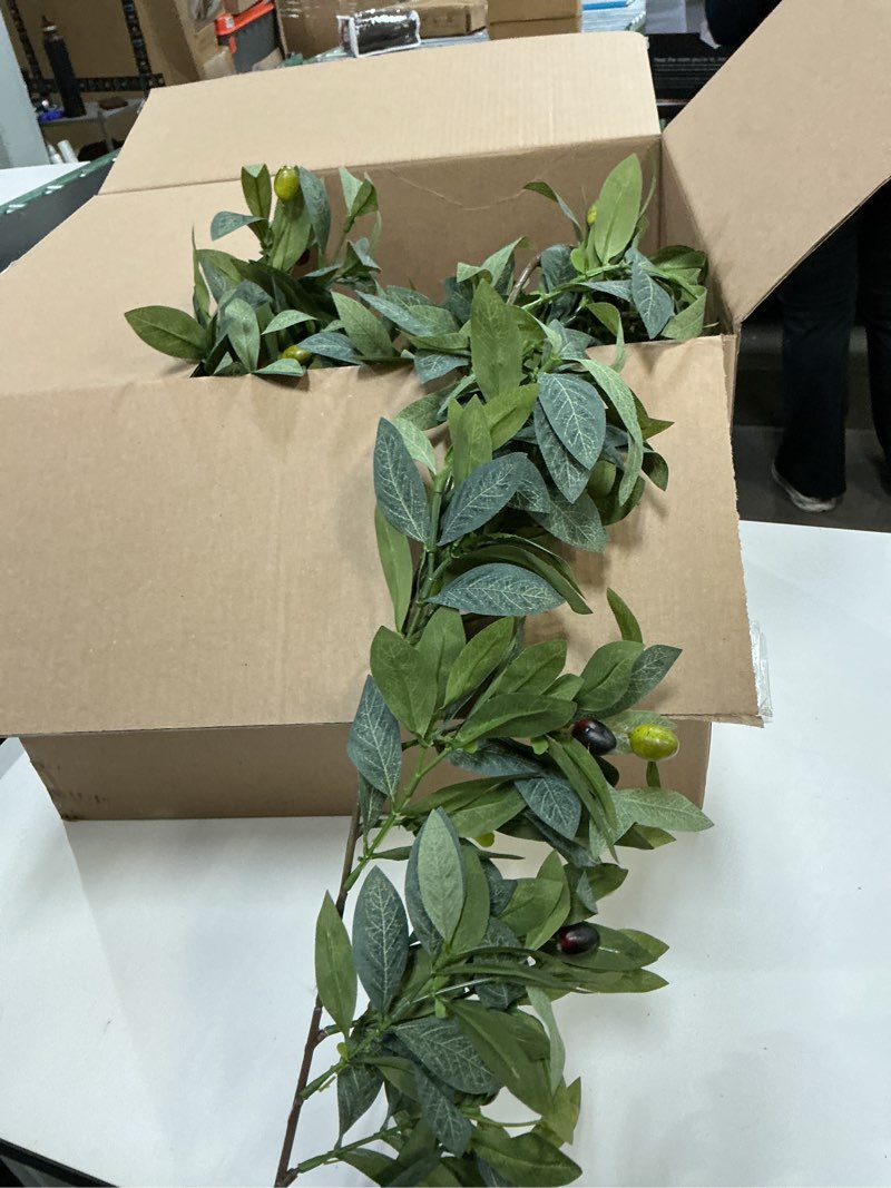 Condition photo showing As Is for Nearly Natural 6.5ft. Olive Artificial Garland