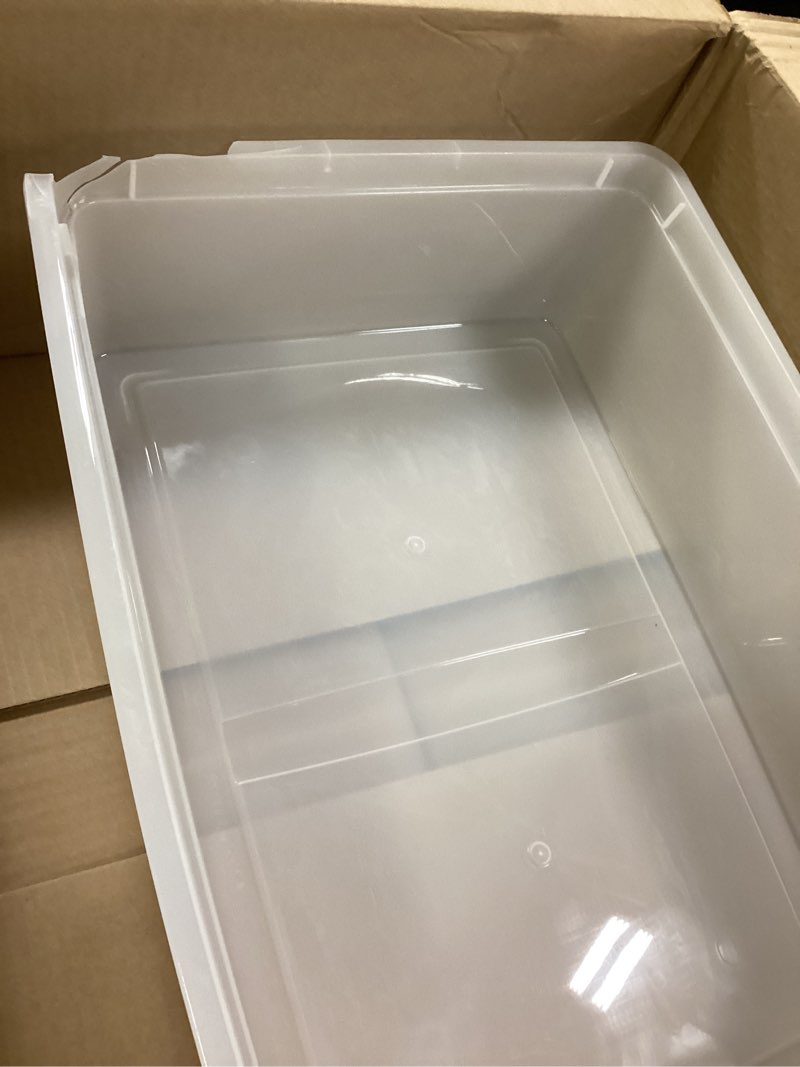 Condition photo showing As Is for IRIS USA Large Open Top Cat Litter Box, Kitty Litter Pan, Pearl