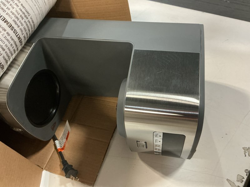 Condition photo showing As Is for GE Drip Coffee Maker With Timer | 12-Cup Glass Carafe Coffee Pot With Adjustable Keep Warm Plate | Wide Shower Head for Maximum Flavor | Kitchen Essentials | Stainless Steel