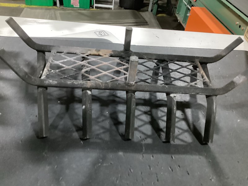 Condition photo showing As Is for (similar) 14 inch fireplace grate with ember retainer,cast iron fireplace log grate,fireplace log holder,heavy duty solid steel fireplace wood holder,wood stove wrought rack for indoor hearth outdoor fireplace