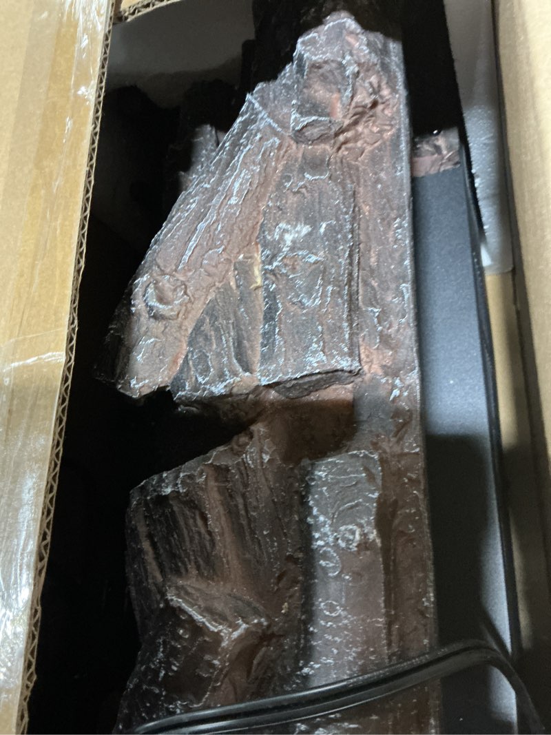 Condition photo showing Good Condition for Electric Fireplace Logs Inserts Heater with Infrared Remote Controller 5 Flame Brightness 24 H Timer Overheating Protection for Home and Office Decor Black