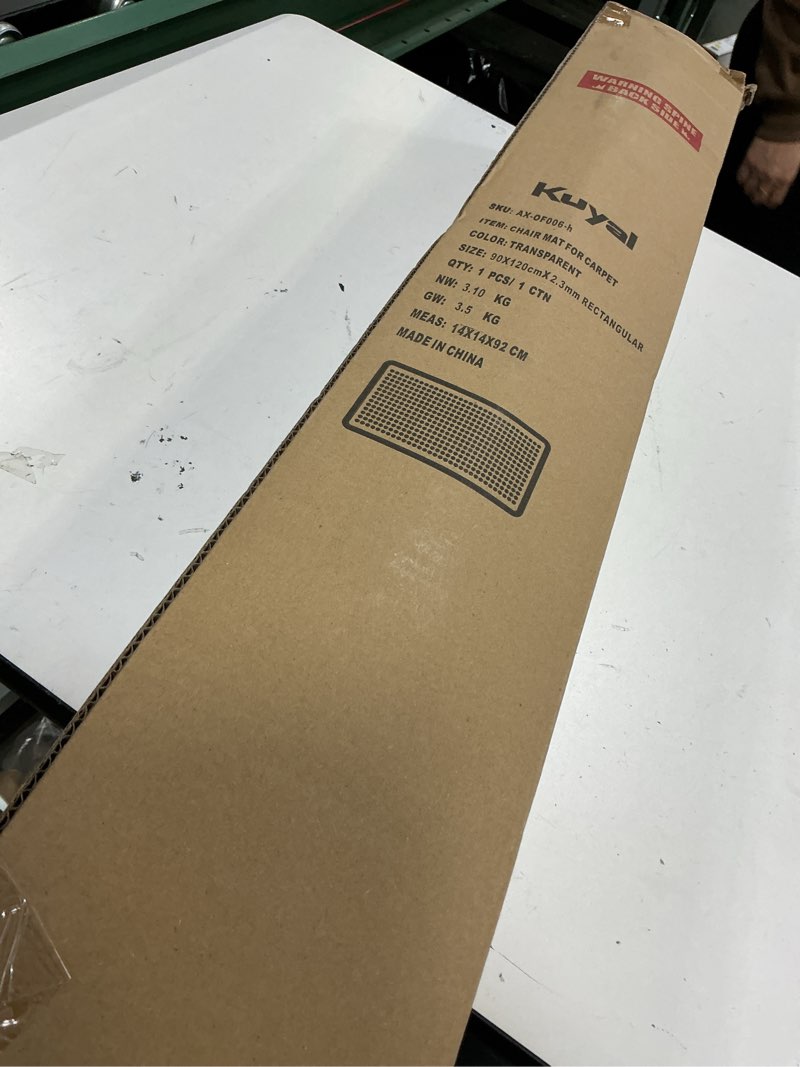 Condition photo showing Good Condition for kuyal desk chair mat for carpet, 36'' x 48'' rectangle transparent mats for chairs good for desks, office and home, easy glide, protects floors for low and no pile carpeted floors