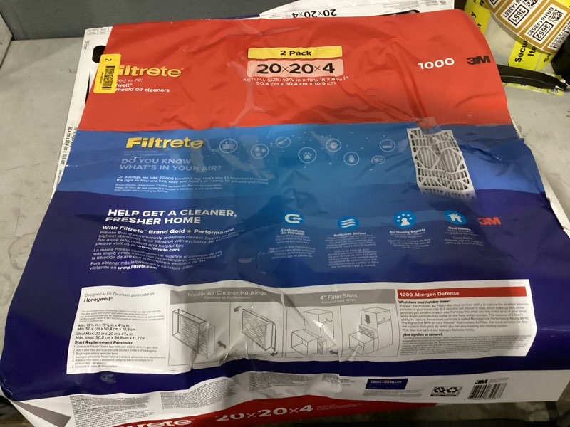 Condition photo showing Good Condition for filtrete 20-in w x 20-in l x 4-in merv 11 1000 mpr allergen defense electrostatic pleated air filter (2-pack)